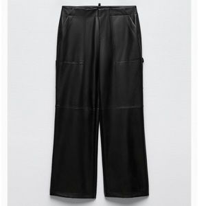 ZARA FAUX LEATHER CARGO PANTS
